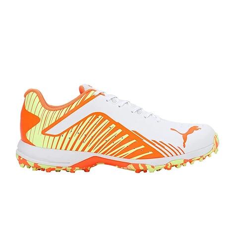 Puma 22 FH Rubber White-Ultra Orange Fast Yellow Cricket Shoes
