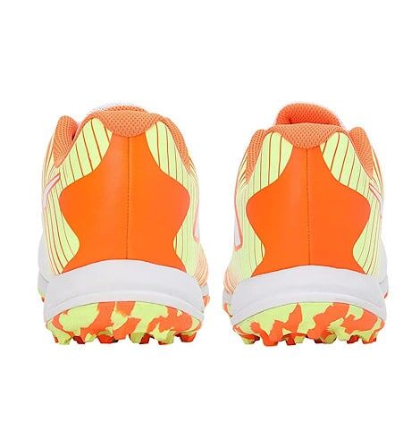 Puma 22 FH Rubber White-Ultra Orange Fast Yellow Cricket Shoes